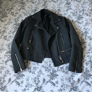 Faux-suede biker jacket